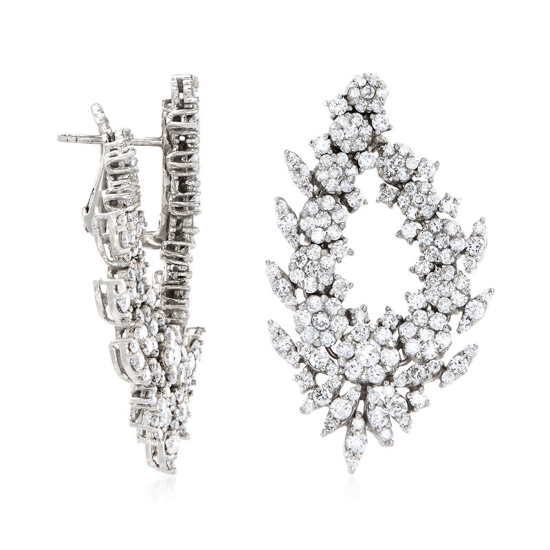 5.00 ct. t.w. Diamond Floral Drop Earrings in 14kt White Gold image number 2