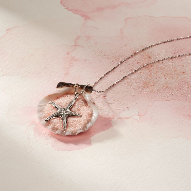 Sterling Silver Starfish Pendant Necklace image number 3