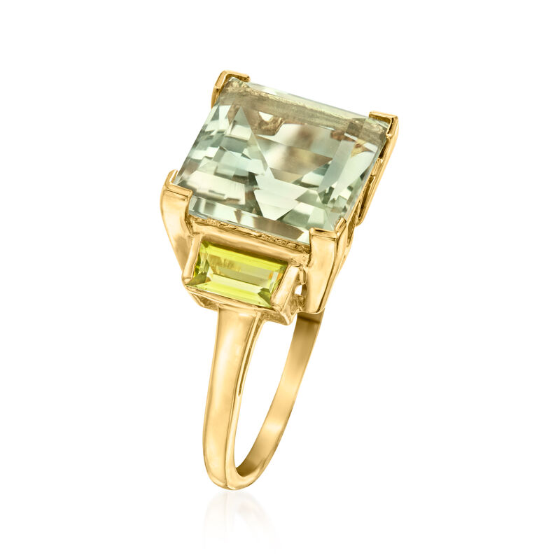 5.00 Carat Prasiolite and .80 ct. t.w. Peridot Ring in 18kt Gold Over Sterling image number 2