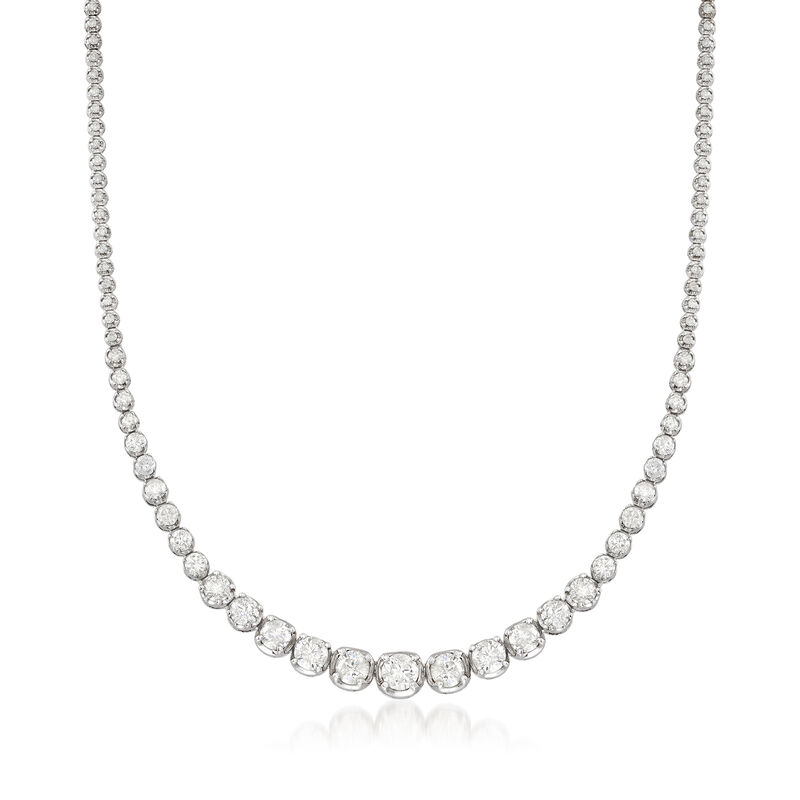 10.00 ct. t.w. Graduated Diamond Tennis Necklace in 14kt White Gold image number 0