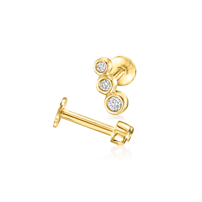 .10 ct. t.w. Bezel-Set Lab-Grown Diamond Flat-Back Stud Earrings in 14kt Yellow Gold  image number 2