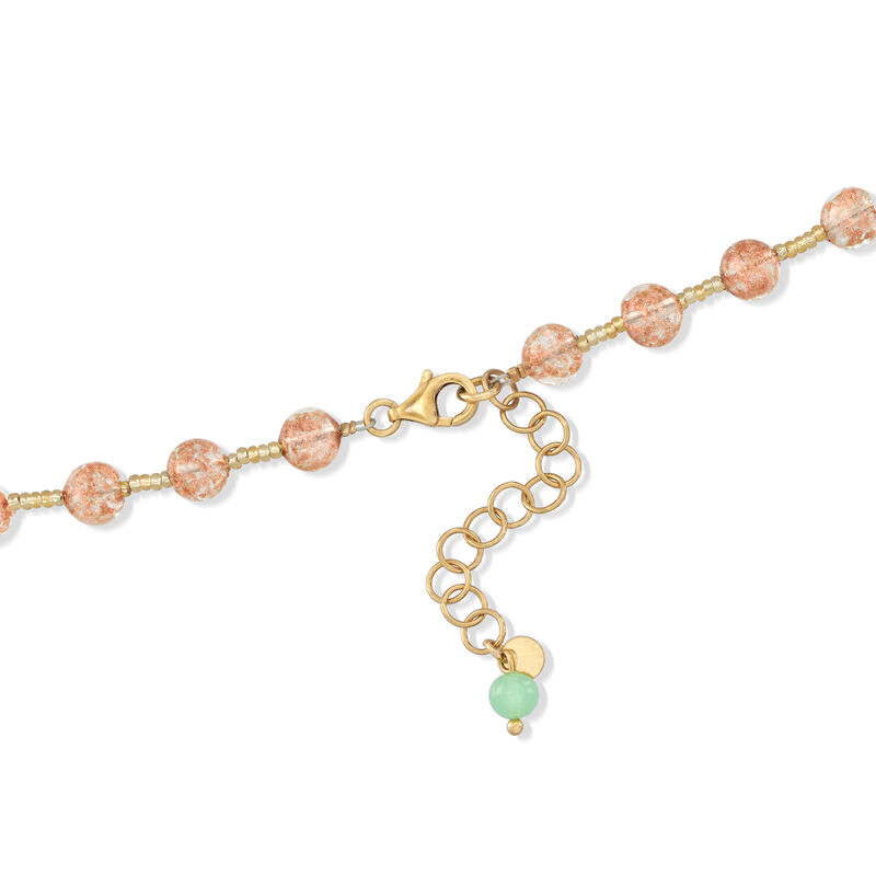 Italian Floral Murano Glass Bead Necklace with 18kt Gold Over Sterling image number 2