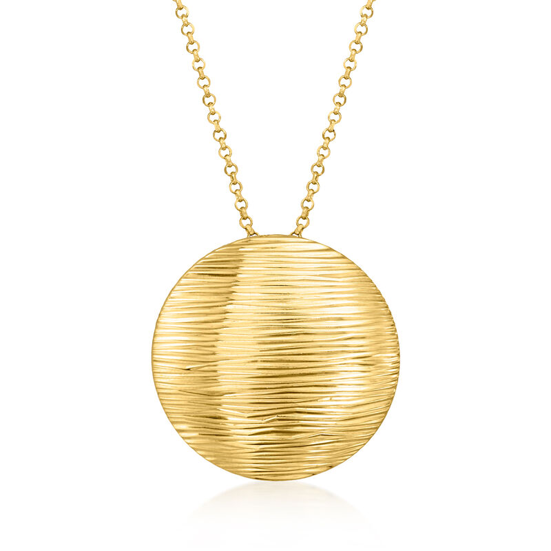 Italian 18kt Gold Over Sterling Ridged Circle Necklace image number 0
