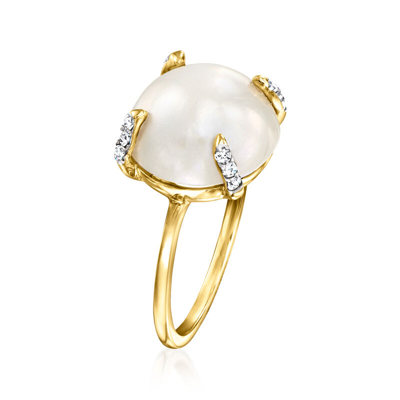 12-12.5mm Cultured Mabe Pearl and .10 ct. t.w. Diamond Ring in 14kt Yellow Gold image number 2