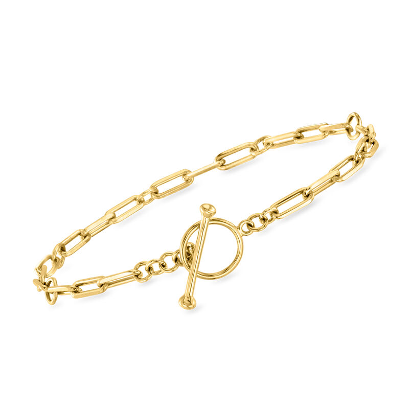 18kt Gold Over Sterling Charm-Compatible Paper Clip Link Toggle Bracelet image number 0