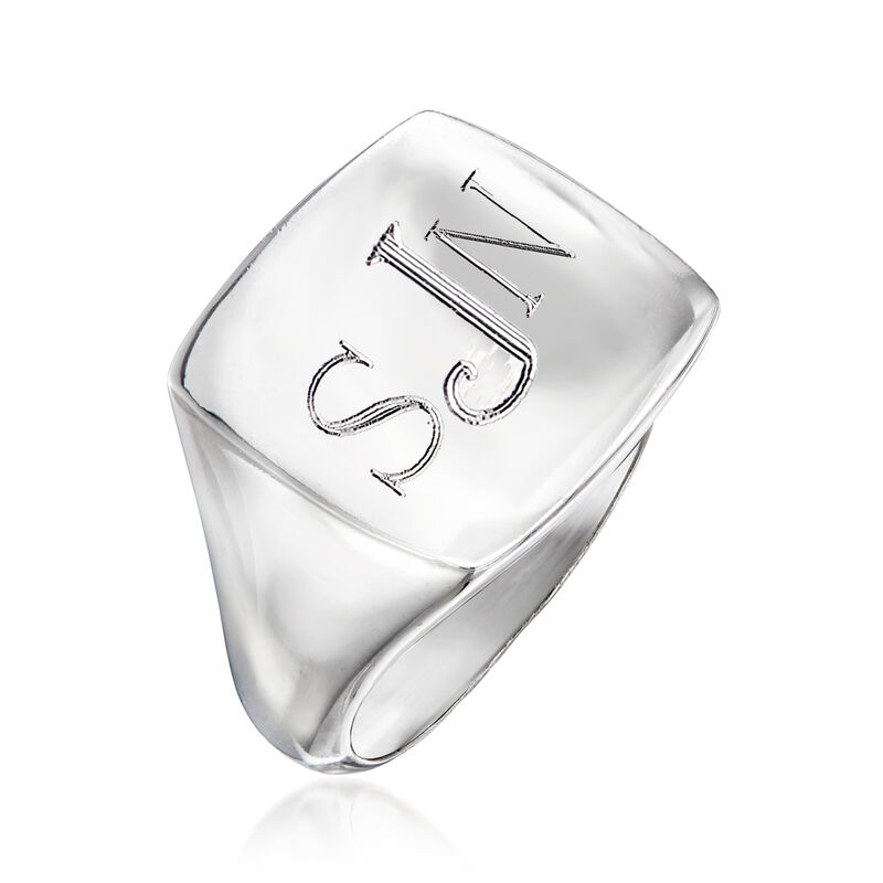Italian Sterling Silver Personalized Signet Ring image number 2