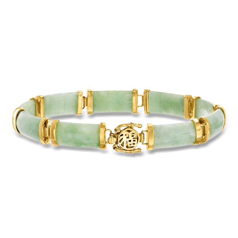 Jade "Good Fortune" Bracelet in 18kt Gold Over Sterling image number 0