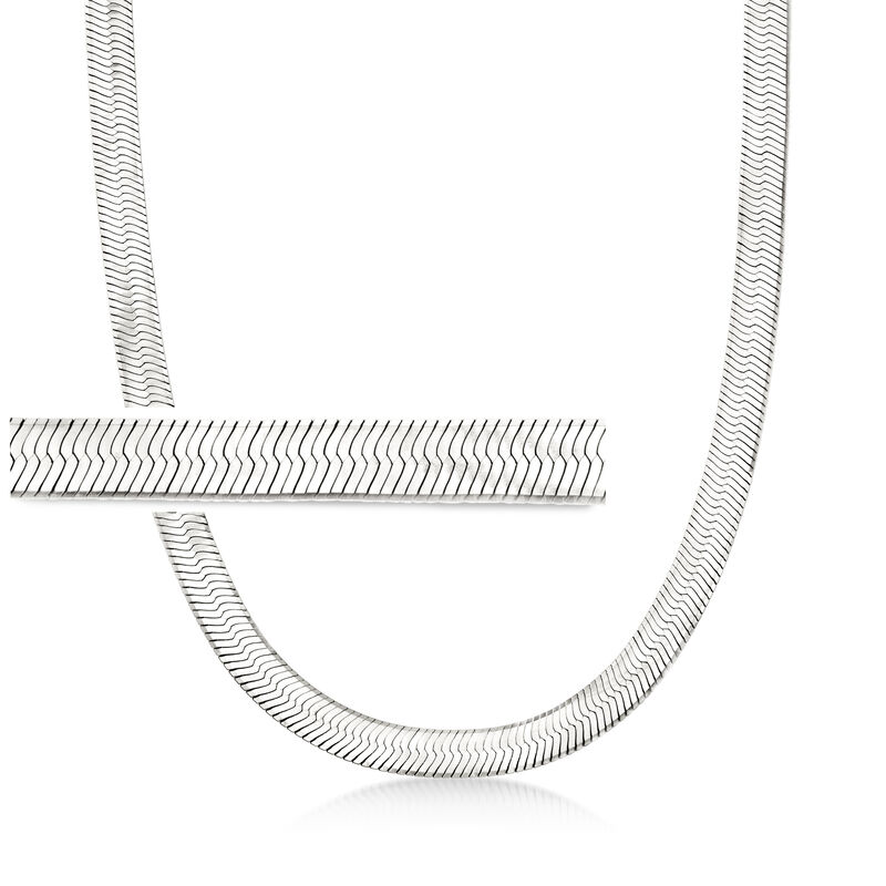 Italian 8mm Sterling Silver Herringbone Necklace image number 0