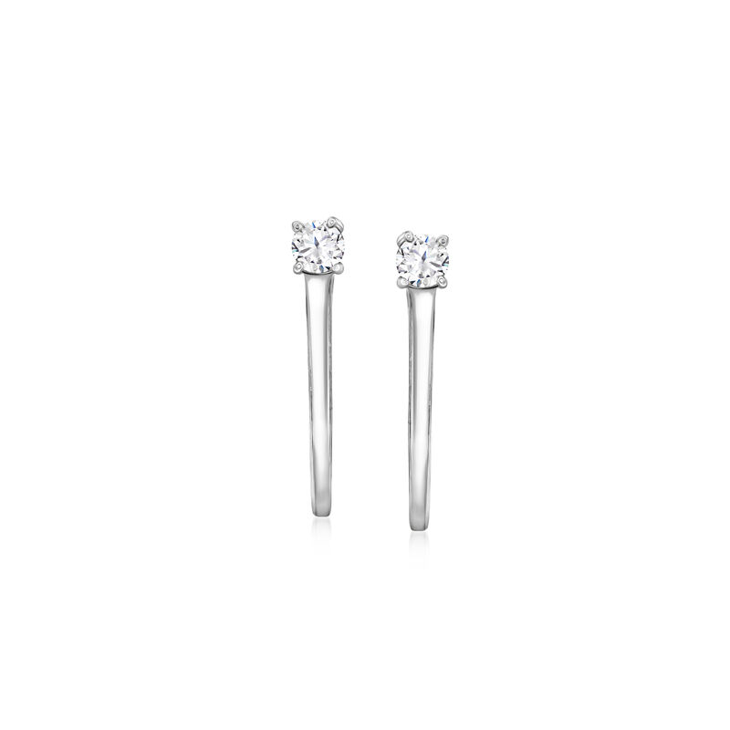 .40 ct. t.w. CZ Paper Clip Link Earrings in Sterling Silver  image number 0