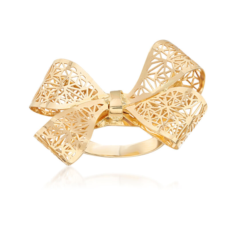 Italian 14kt Yellow Gold Filigree Bow Ring image number 0
