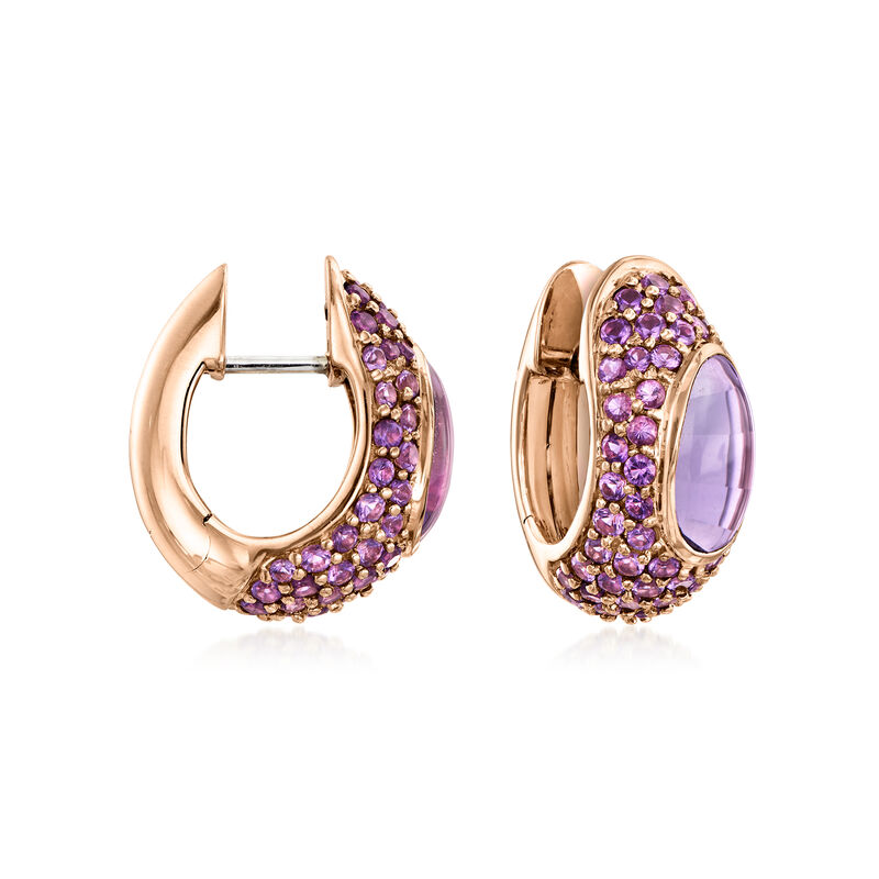 C. 2000 Vintage Roberto Coin 4.25 ct. t.w. Amethyst Hoop Earrings in 18kt Rose Gold image number 0