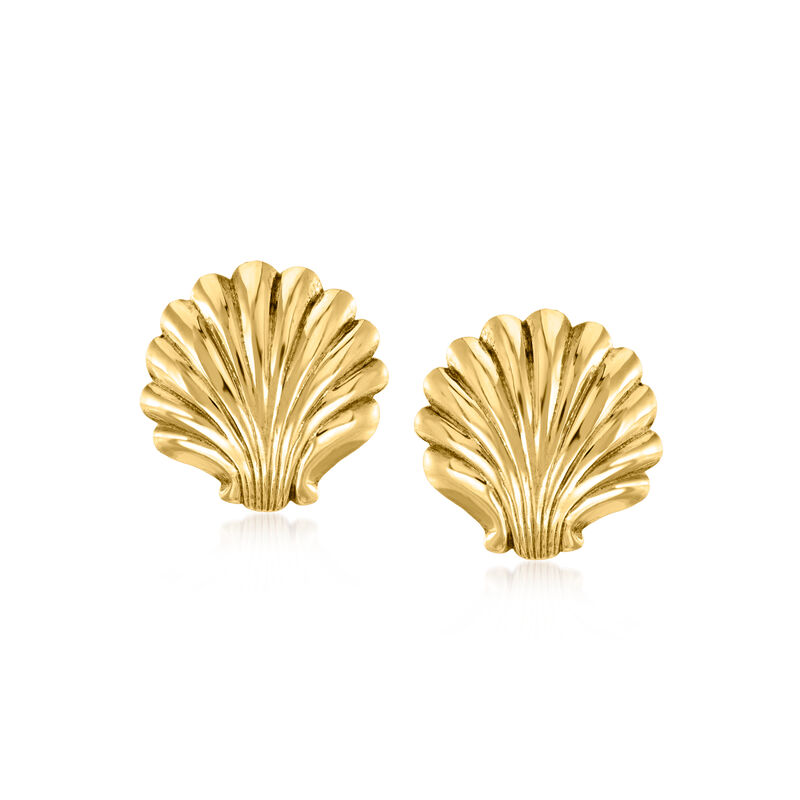 C. 1990 Vintage 14kt Yellow Gold Shell Earrings  image number 0