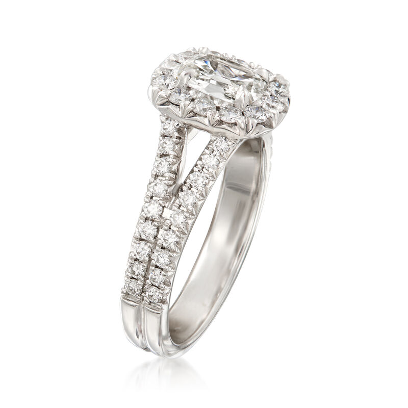 Henri Daussi 1.28 ct. t.w. Diamond Halo Engagement Ring in 18kt White Gold image number 2