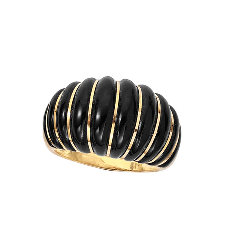 Black Onyx Shrimp Ring in 14kt Yellow Gold image number 5