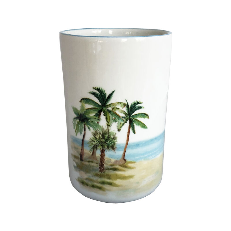 Abbiamo Tutto &quot;Palm Breezes&quot; Ceramic Wine Bottle/Kitchen Utensil Holder from Italy image number 0