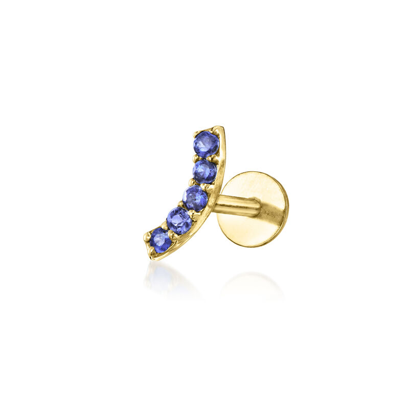 Sapphire Curved Single Flat-Back Stud Earring in 14kt Yellow Gold image number 0
