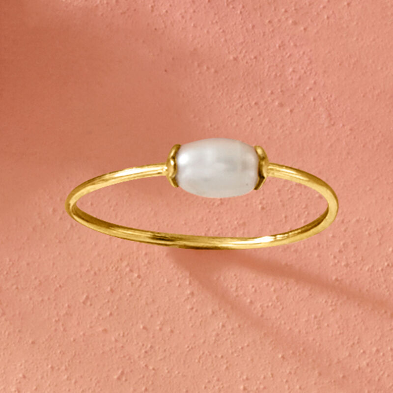Italian 3.5-4mm Cultured Pearl Ring in 14kt Yellow Gold image number 3