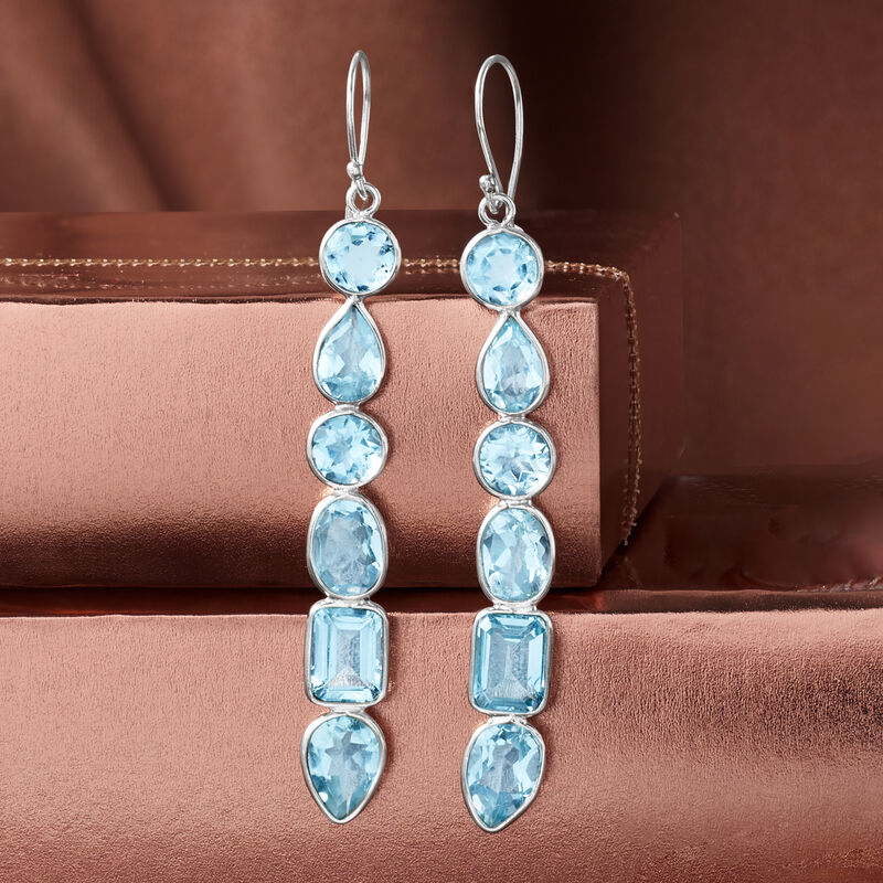 12.90 ct. t.w. Sky Blue Topaz Drop Earrings in Sterling Silver image number 5