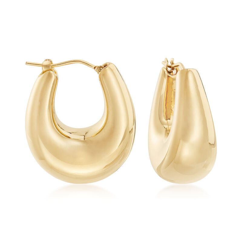Andiamo 14kt Yellow Gold Puffed Hoop Earrings. 1&quot; image number 0