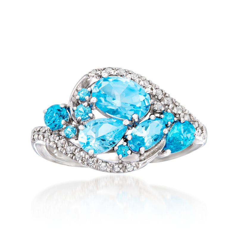 1.59 ct. t.w. Blue and White Swarovski Topaz Ring in Sterling Silver image number 0