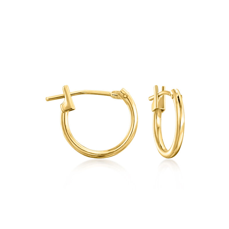 Child's .20 ct. t.w. CZ Hoop Drop Earrings in 14kt Yellow Gold image number 2