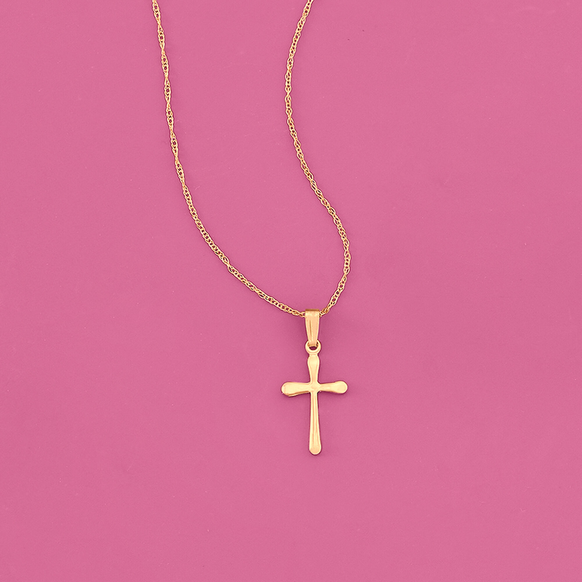 Child s 14kt Yellow Gold Cross Necklace. 15