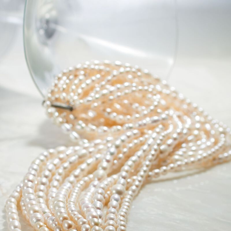 4-9mm Cultured Pearl Multi-Strand Necklace with Sterling Silver. 18&quot; image number 5