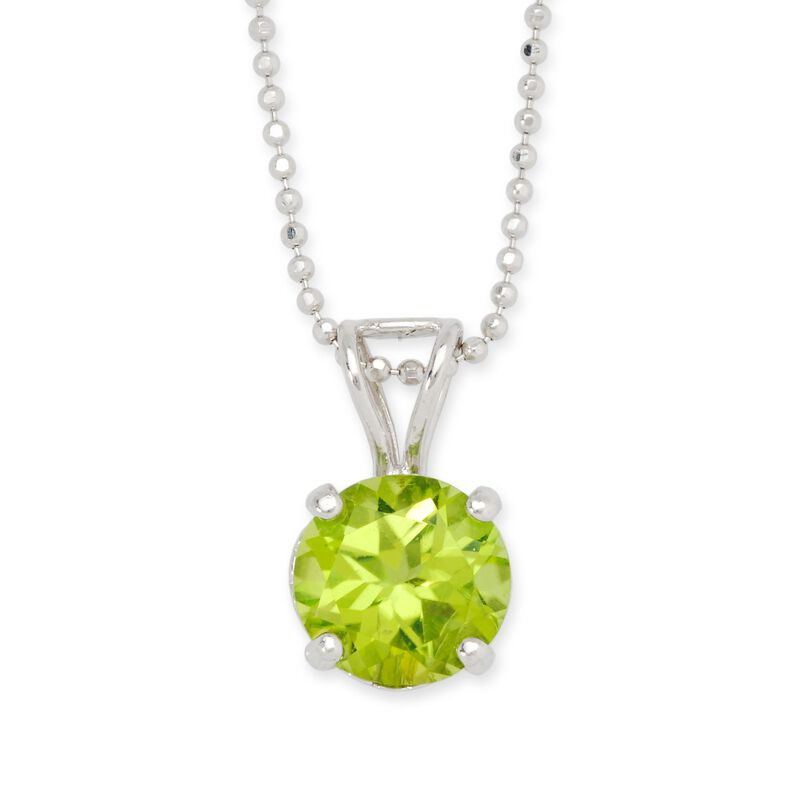 2.00 Carat Peridot Solitaire Necklace in 14kt White Gold. 16&quot; image number 0