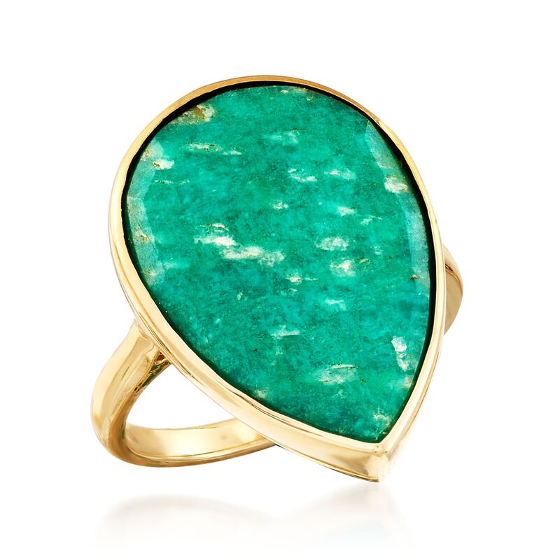Amazonite Ring in 18kt Yellow Gold Over Sterling Silver image number 3