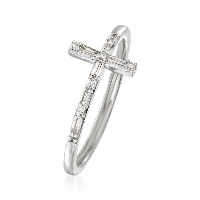 .16 ct. t.w. Diamond Cross Ring in 14kt White Gold image number 2
