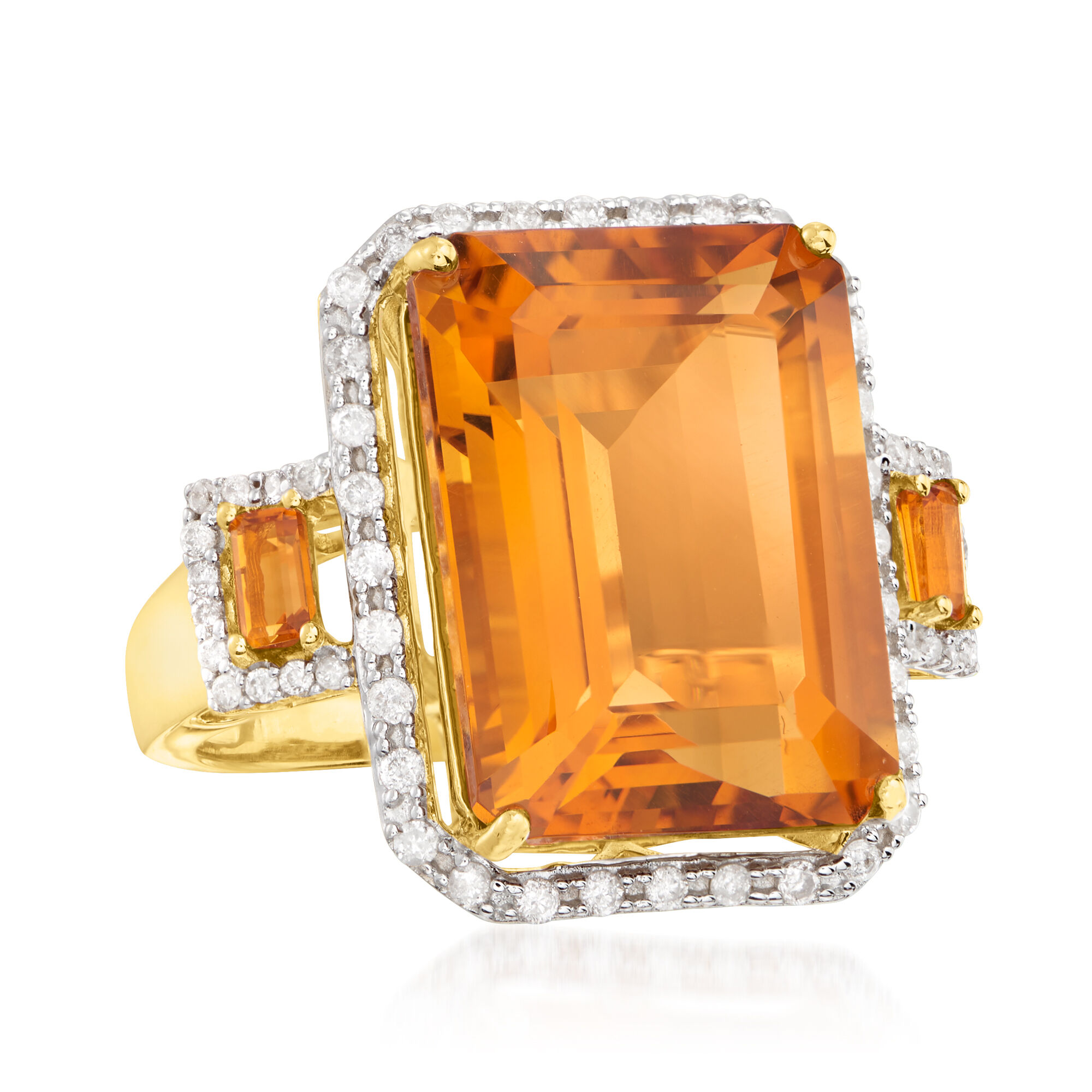 16.20 ct. t.w. Madeira Citrine and .44 ct. t.w. Diamond Ring in