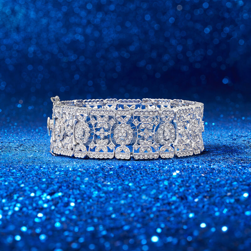 3.00 ct. t.w. Diamond Floral Bracelet in Sterling Silver image number 3