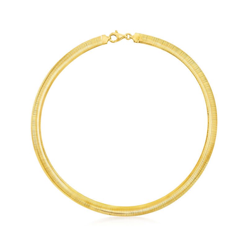 Italian 8mm 18kt Gold Over Sterling Reversible Omega Necklace. 20"