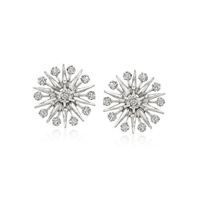 C. 1990 Vintage .70 ct. t.w. Diamond Starburst Earrings in Platinum