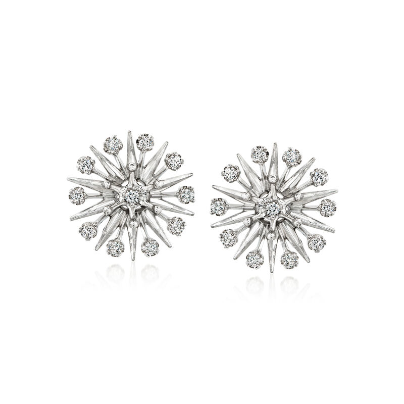 C. 1990 Vintage .70 ct. t.w. Diamond Starburst Earrings in Platinum image number 0