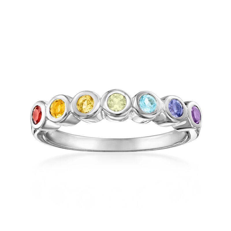 .48 ct. t.w. Bezel-Set Multi-Gemstone Ring in Sterling Silver image number 0