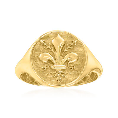 Italian 14kt Yellow Gold Fleur-De-Lis Signet Ring