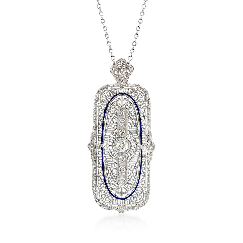 C. 1990 Vintage .50 ct. t.w. Diamond Pin Pendant Necklace in 14kt White Gold image number 0