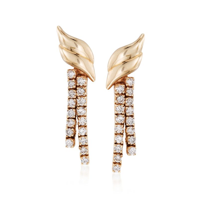 C. 1990 Vintage 1.50 ct. t.w. Diamond Drop Earrings in 14kt Yellow Gold. 1 1/8&quot; image number 0