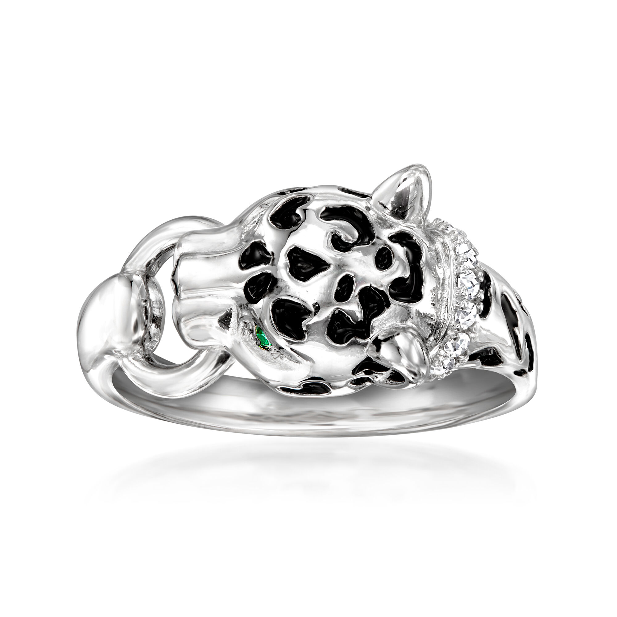 Charles Garnier Sterling Silver and Black Enamel Panther
