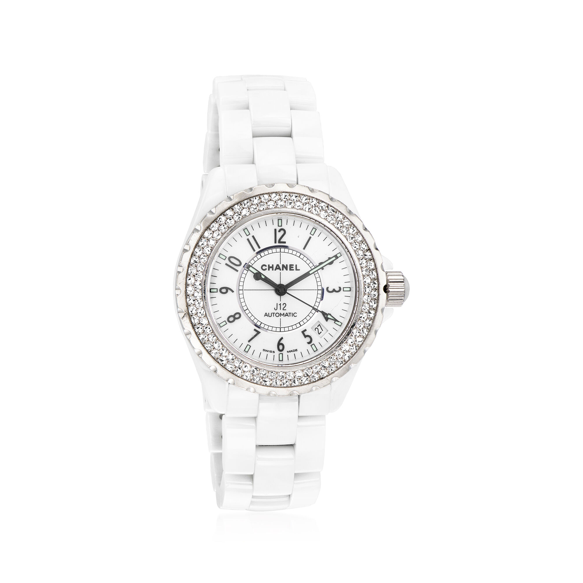 C. 1990 Vintage Chanel 1.75 ct. t.w. Diamond and White Ceramic