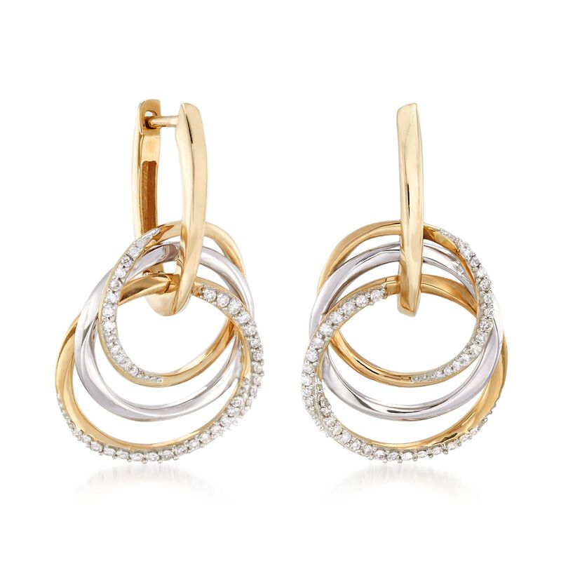 .31 ct. t.w. Diamond Triple-Circle Earrings in 14kt Two-Tone Gold image number 2