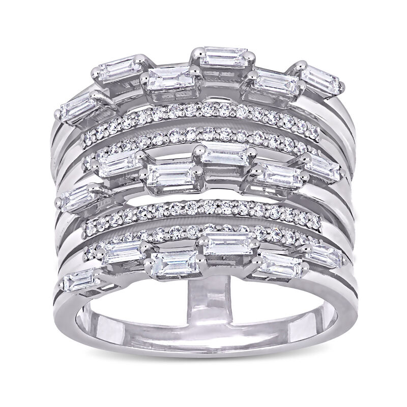 .89 ct. t.w. Baguette and Round Diamond Multi-Row Ring in 14kt White Gold image number 0