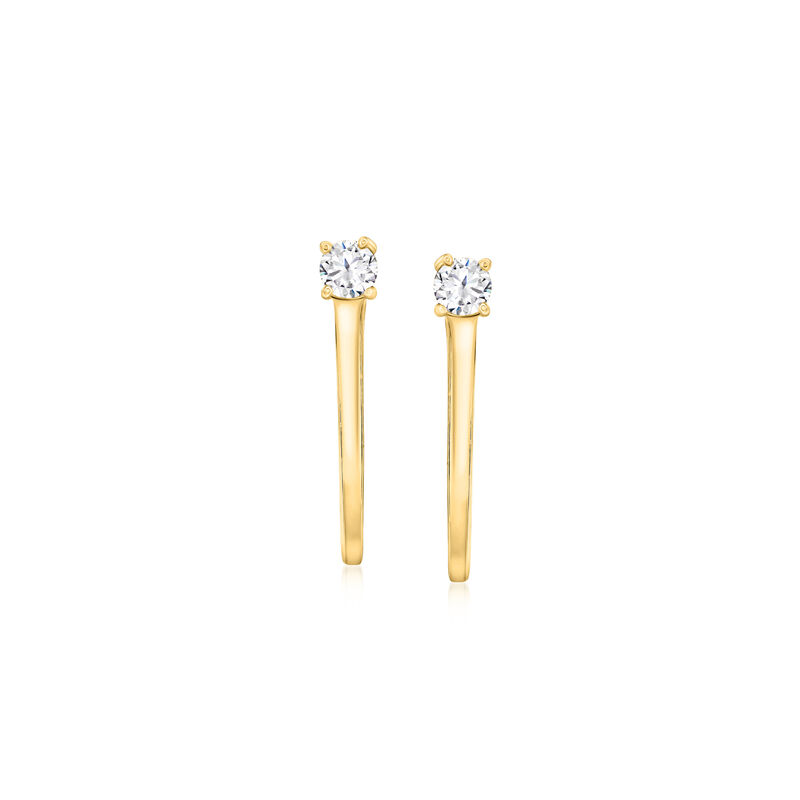 .40 ct. t.w. CZ Paper Clip Link Earrings in 18kt Gold Over Sterling  image number 0