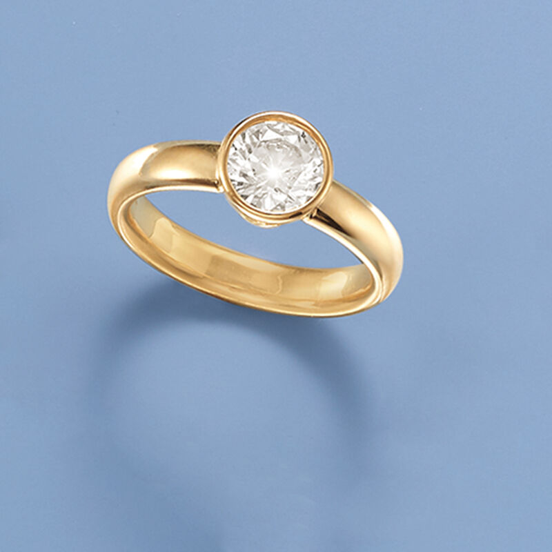 Italian 1.25 Carat Bezel-Set CZ Ring in 14kt Yellow Gold image number 3