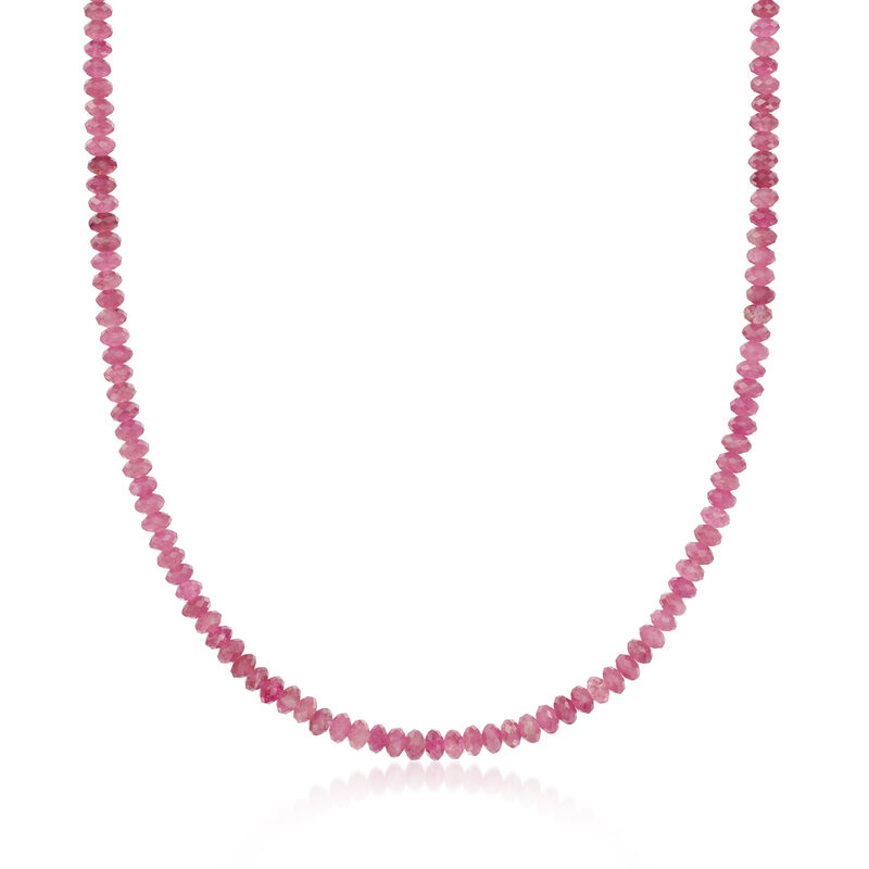 60.00 ct. t.w. Pink Tourmaline Bead Necklace with 14kt Yellow Gold Magnetic Clasp image number 0