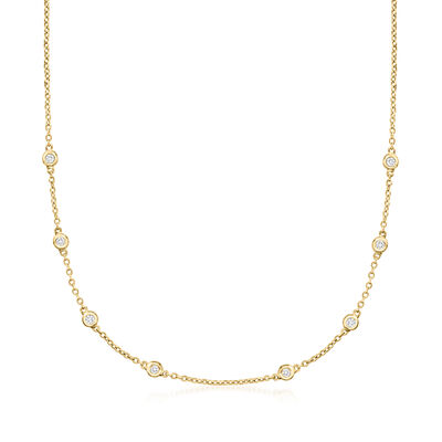 C. 1990 Vintage .40 ct. t.w. Diamond Station Necklace in 14kt Yellow Gold
