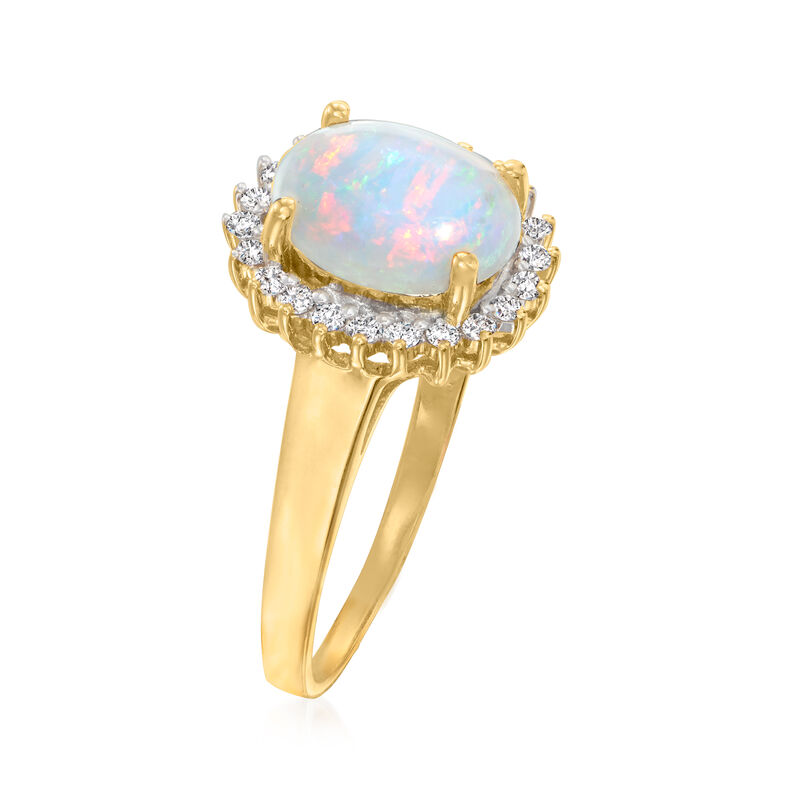 Opal and .21 ct. t.w. Diamond Ring in 14kt Yellow Gold image number 2