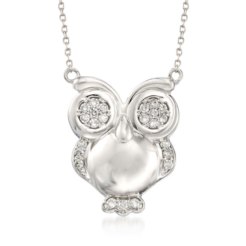 .25 ct. t.w. Diamond Owl Pendant Necklace in Sterling Silver image number 0