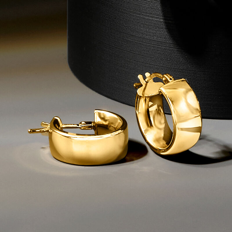 Italian 14kt Yellow Gold Huggie Hoop Earrings. 5/8&quot; image number 4